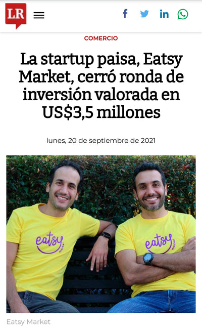 La startup paisa, Eatsy Market, cerró ronda de inversión valorada en US$3,5 millones
