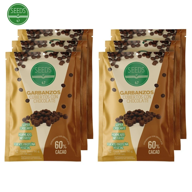 Garbanzos Cubiertos con Chocolate x 6 paq de 30 gr-Pasabocas y Snacks-Seeds 4.7-Eatsy Market