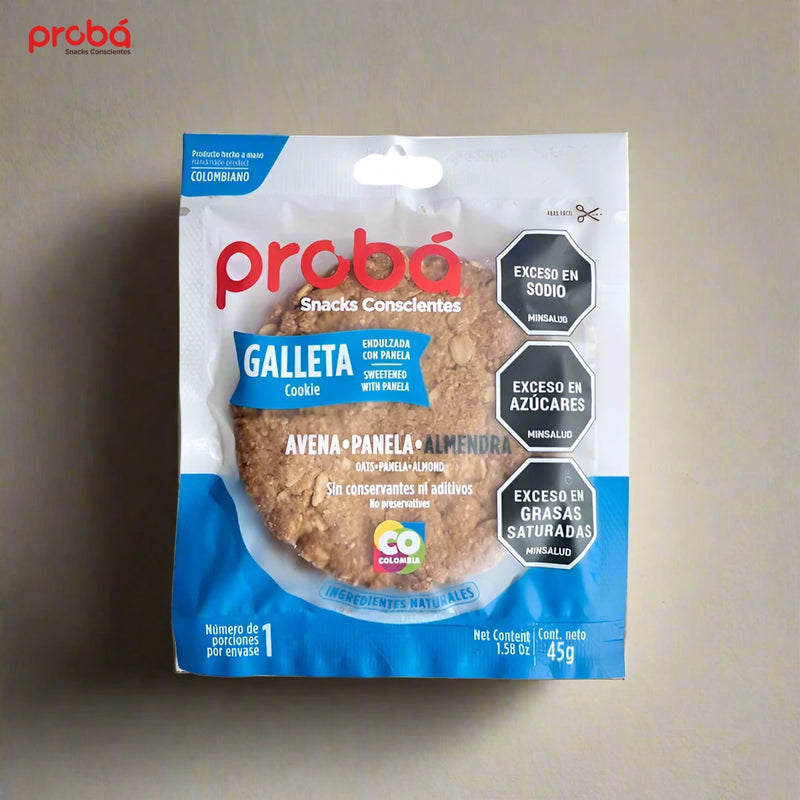 Galleta de Avena, Panela y Almendra x 3 pack de 45 gr-Pasabocas y Snacks-Proba-Eatsy Market