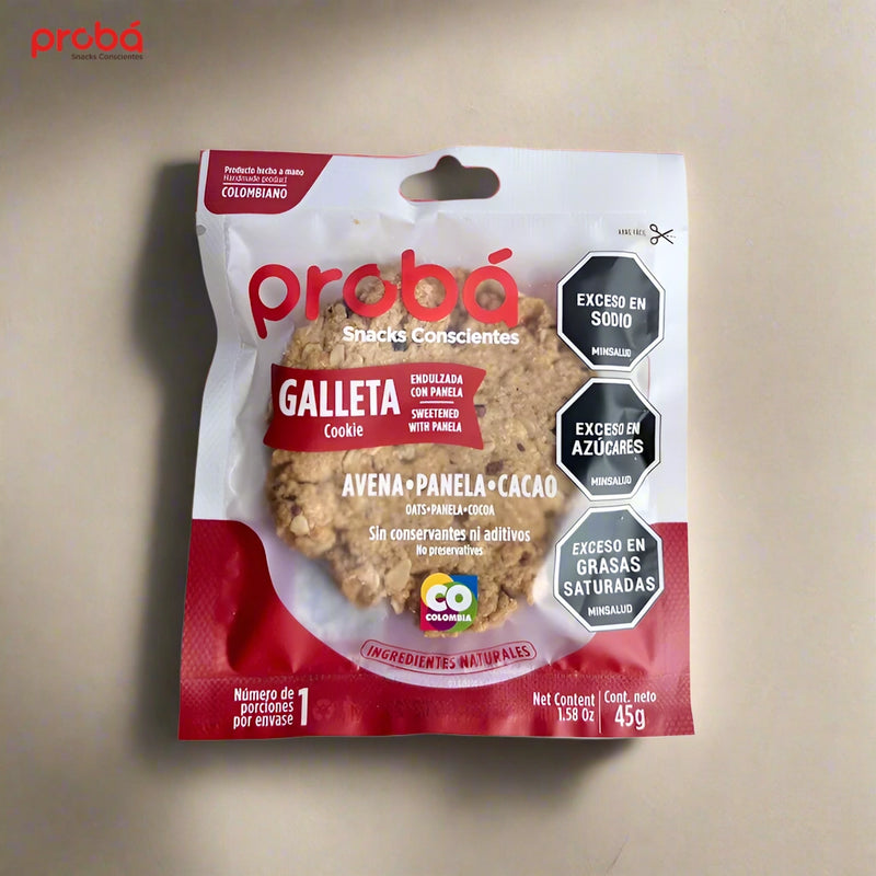 Galleta de Avena, Panela y Cacao x 3 pack de 45 gr-Pasabocas y Snacks-Proba-Eatsy Market