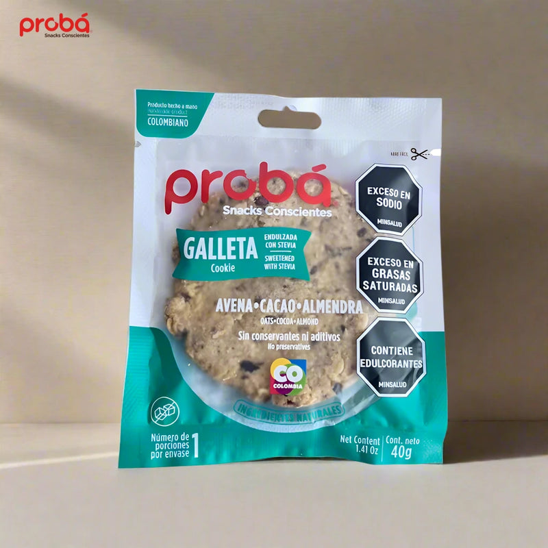 Galleta de Avena, Almendra y Cacao sin Azucar x 3 pack de 45 gr-Pasabocas y Snacks-Proba-Eatsy Market