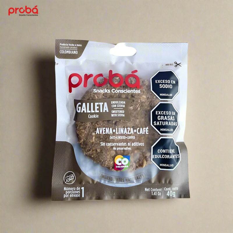 Galleta de Avena, Linaza y Cafe sin Azucar x 3 pack de 45 gr-Pasabocas y Snacks-Proba-Eatsy Market