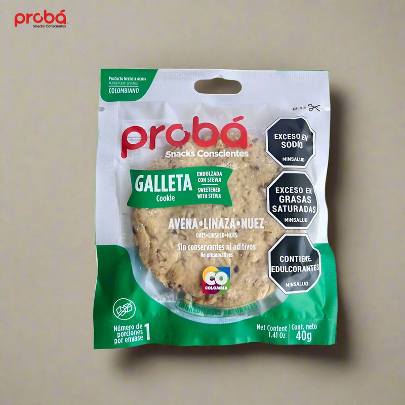 Galleta de Avena, Linaza y Nuez sin Azucar x 3 pack de 45 gr-Pasabocas y Snacks-Proba-Eatsy Market