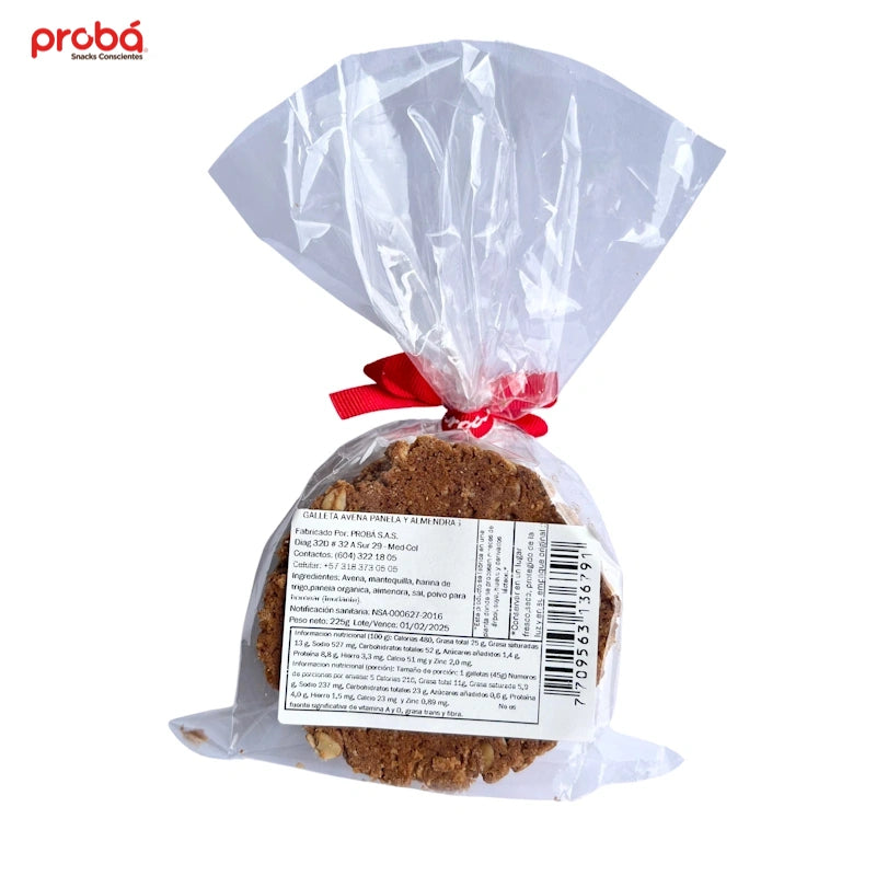 Galleta de Avena, Panela y Almendra x 5 pack de 45 gr-Pasabocas y Snacks-Proba-Eatsy Market