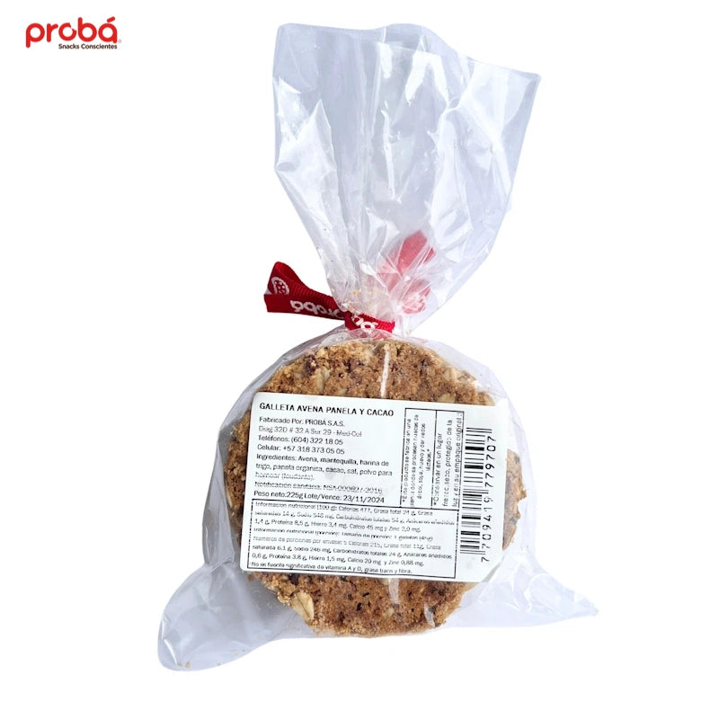 Galleta de Avena, Panela y Cacao x 5 pack de 45 gr-Pasabocas y Snacks-Proba-Eatsy Market