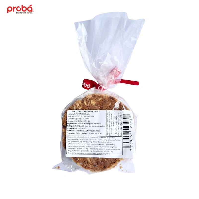 Galleta de Avena, Panela y Nuez x 5 pack de 45 gr-Pasabocas y Snacks-Proba-Eatsy Market
