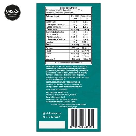 Barra de Galleta de Proteína sin Gluten x 60 gr-Despensa-Ditalia-Eatsy Market