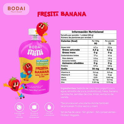 Bodai Mini Fresita Banana x 3 Pack de 80 gr-Bebidas-Bodai-Eatsy Market