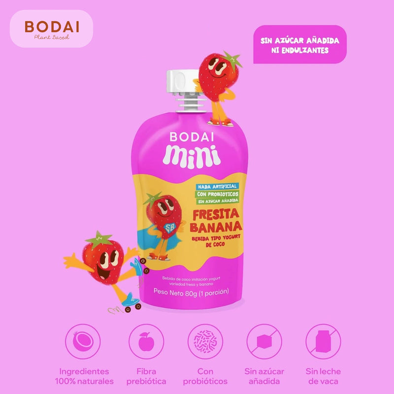Bodai Mini Fresita Banana x 3 Pack de 80 gr-Bebidas-Bodai-Eatsy Market