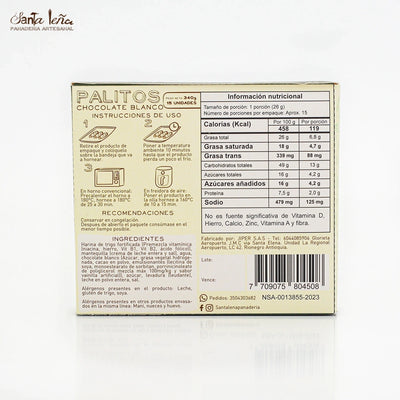Palito de Queso de Chocolate Blanco x 15 und (340 gr)-Panadería-Santa Leña-Eatsy Market