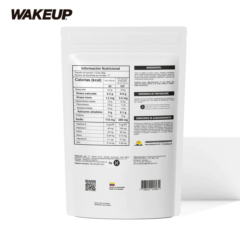 Egg White Protein de Cacao y Frutos Rojos x 510 gr (17 porc)-Proteínas-Wakeup-Eatsy Market