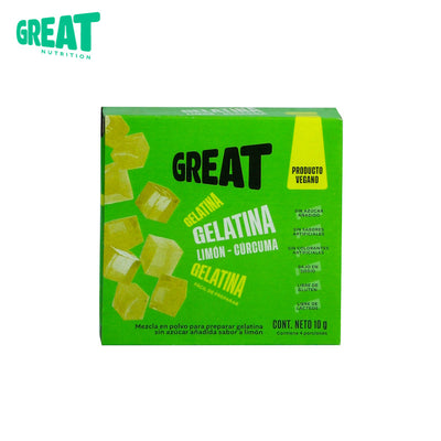 Gelatina Vegana de Limón y Cúrcuma x 4 porc (10 gr)-Despensa-Great Nutrition-Eatsy Market