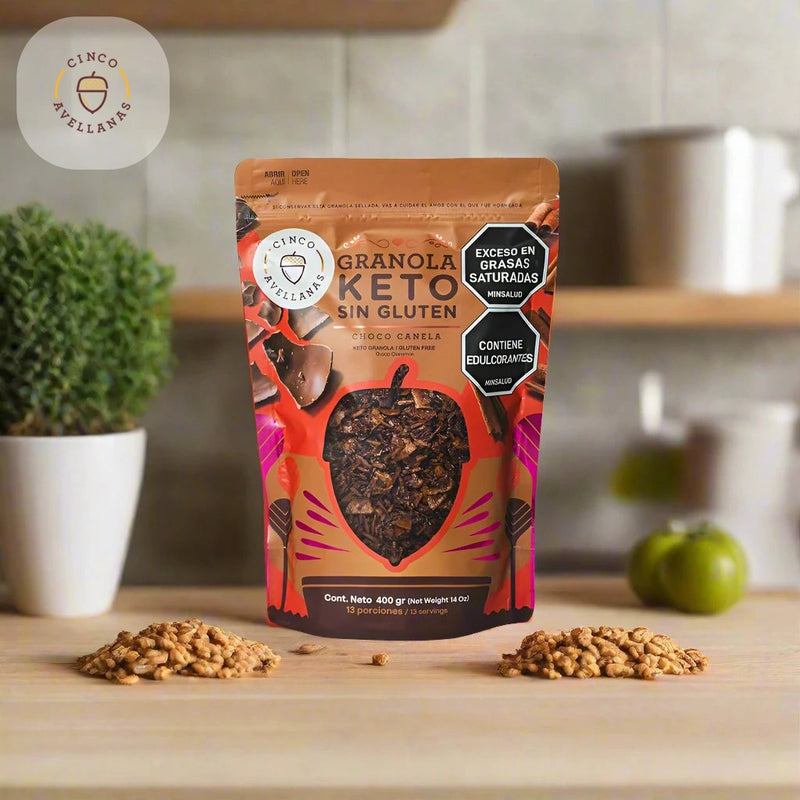 Granola Keto de Chocolate y Canela x 400 gr (13 porc)-Despensa-Cinco Avellanas-Eatsy Market