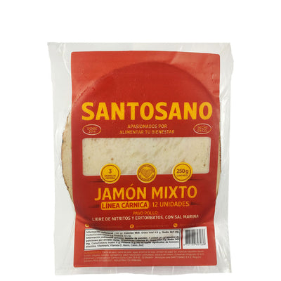 Jamon Mixto Pavo Y Pollo Santo Sano x 250 gr-Santosano-Eatsy Market