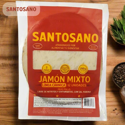 Jamon de Pollo y Pavo x 12 und (250 gr)-Proteínas-Santosano-Eatsy Market