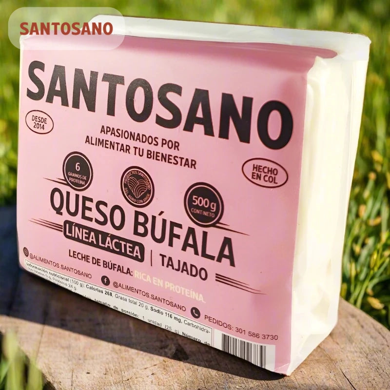 Mozzarella 100% Búfala Tajado x 500 gr-Proteínas-Santosano-Eatsy Market