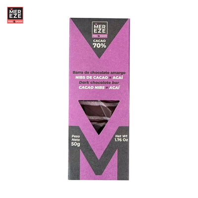 Chocolate Oscuro al 70% con Nibs de Cacao y Acai x 50 gr-Chocolates-Mereze-Eatsy Market