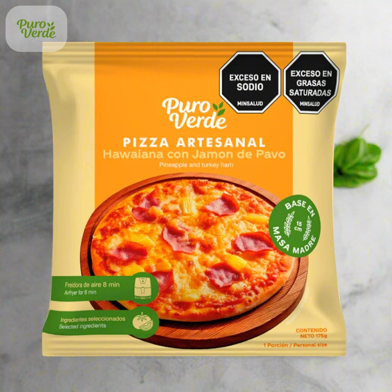 Pizza Artesanal Hawaiana con Jamon de Pavo x 1 porc (177 gr)-EatsyBox-Puro Verde-Eatsy Market