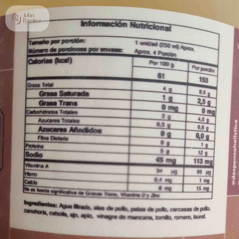 Caldo de Hueso de Pollo en Cocción Lenta x 850 ml