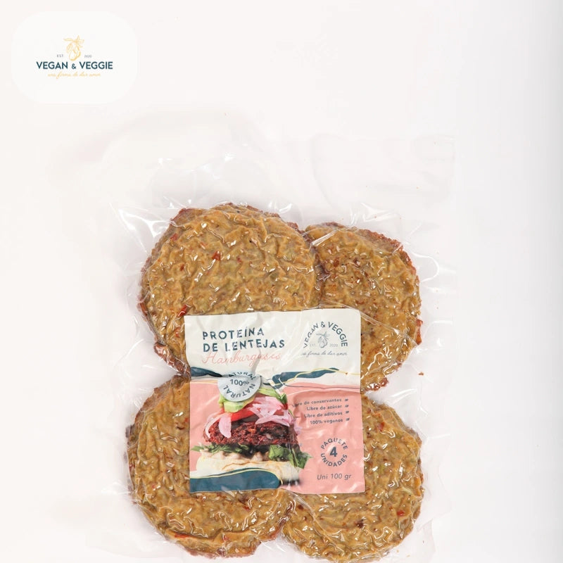 Proteina de Lenteja en Hamburguesa x 4 und de 100 gr-Proteínas-Vegan & Veggie-Eatsy Market