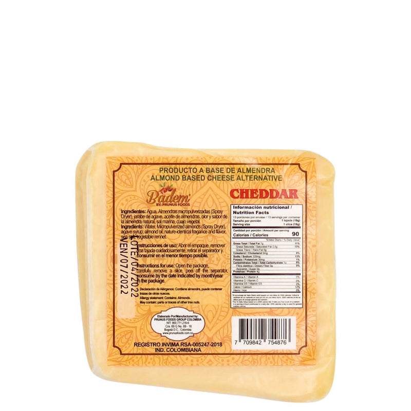 Queso Cheddar De Almendras Tajado x 250 gr-Badem-Eatsy Market