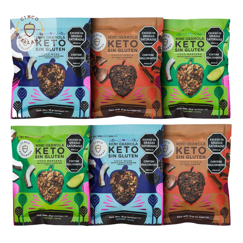 Six Pack de Granolas Keto Cinco Avellanas x 6 und de 30 gr-Despensa-Cinco Avellanas-Chocolate y Canela-Eatsy Market