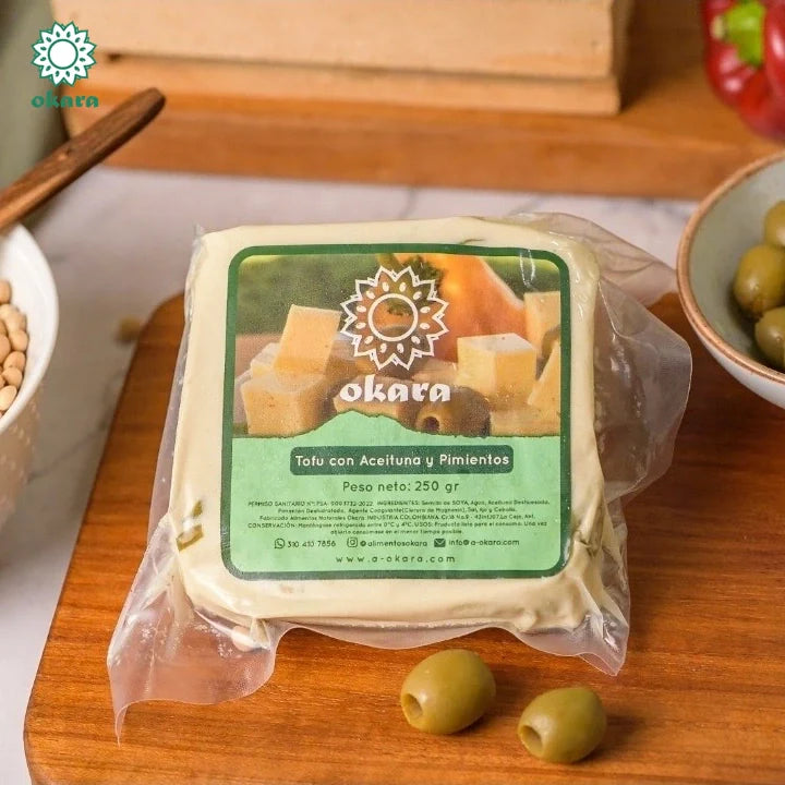 Tofu de Aceitunas y Pimientos x 250 gr-Proteínas-Okara-Eatsy Market