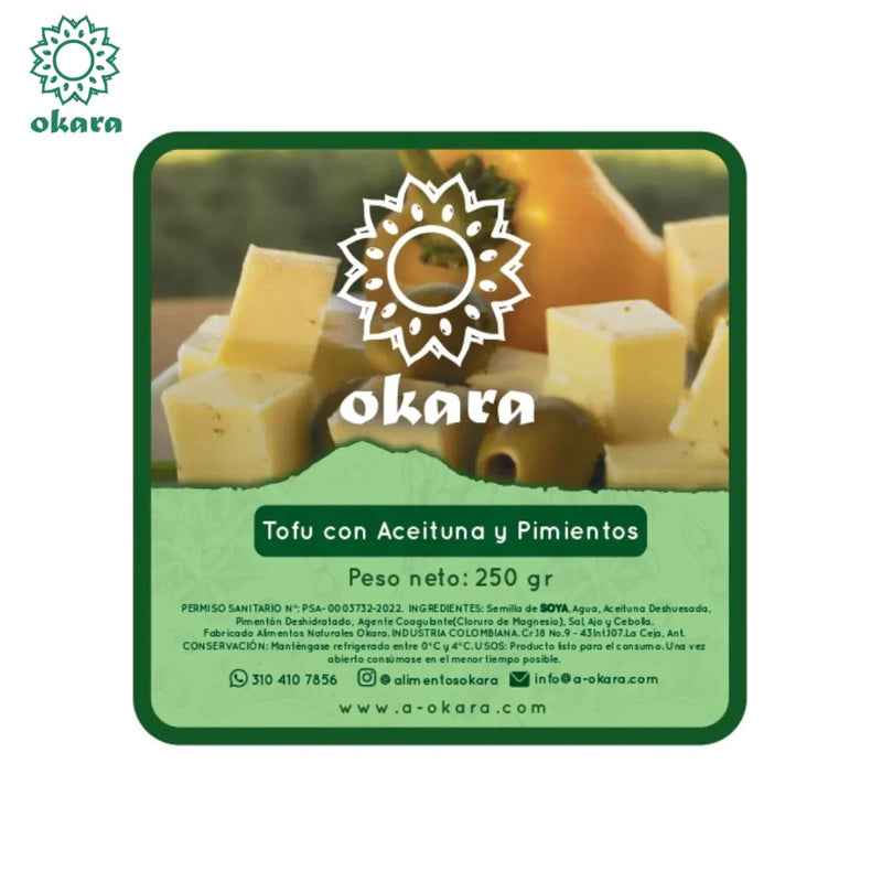 Tofu de Aceitunas y Pimientos x 250 gr-Proteínas-Okara-Eatsy Market