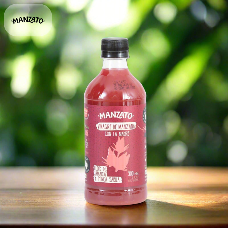 Vinagre de Manzana con Flor de Jamaica y Penca Sabila x 500 ml-Despensa-Manzato-Eatsy Market