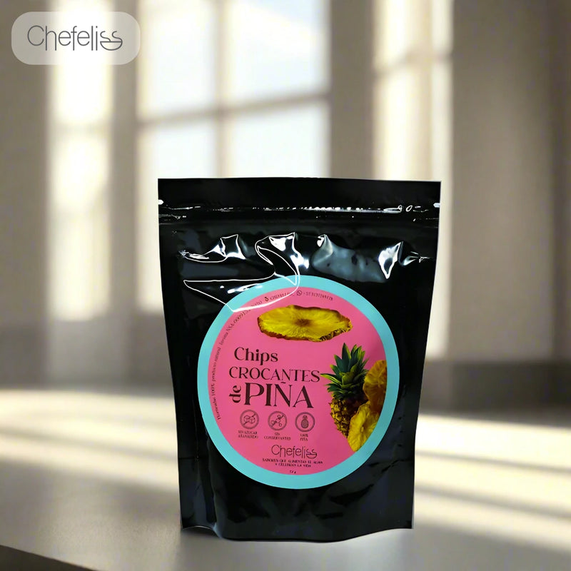 Chips de Piña Crocante x 6 und de 22 gr-Pasabocas y Snacks-Chefeliss-Eatsy Market
