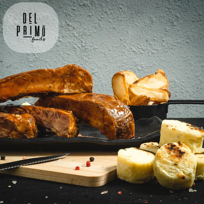 Rack de Costillas de Cerdo x 2 a 3 porc (600 gr)-Proteínas-Del Primo-Salsa BBQ x 600 gr-Eatsy Market