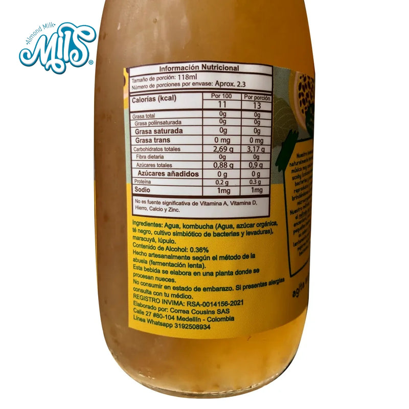 Kombucha de Maracuyá y Lúpulo x 280 ml-Bebidas-Mils-Eatsy Market